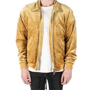 NWT Mechali Men's Mustard Yellow Velour Jacket Size Large